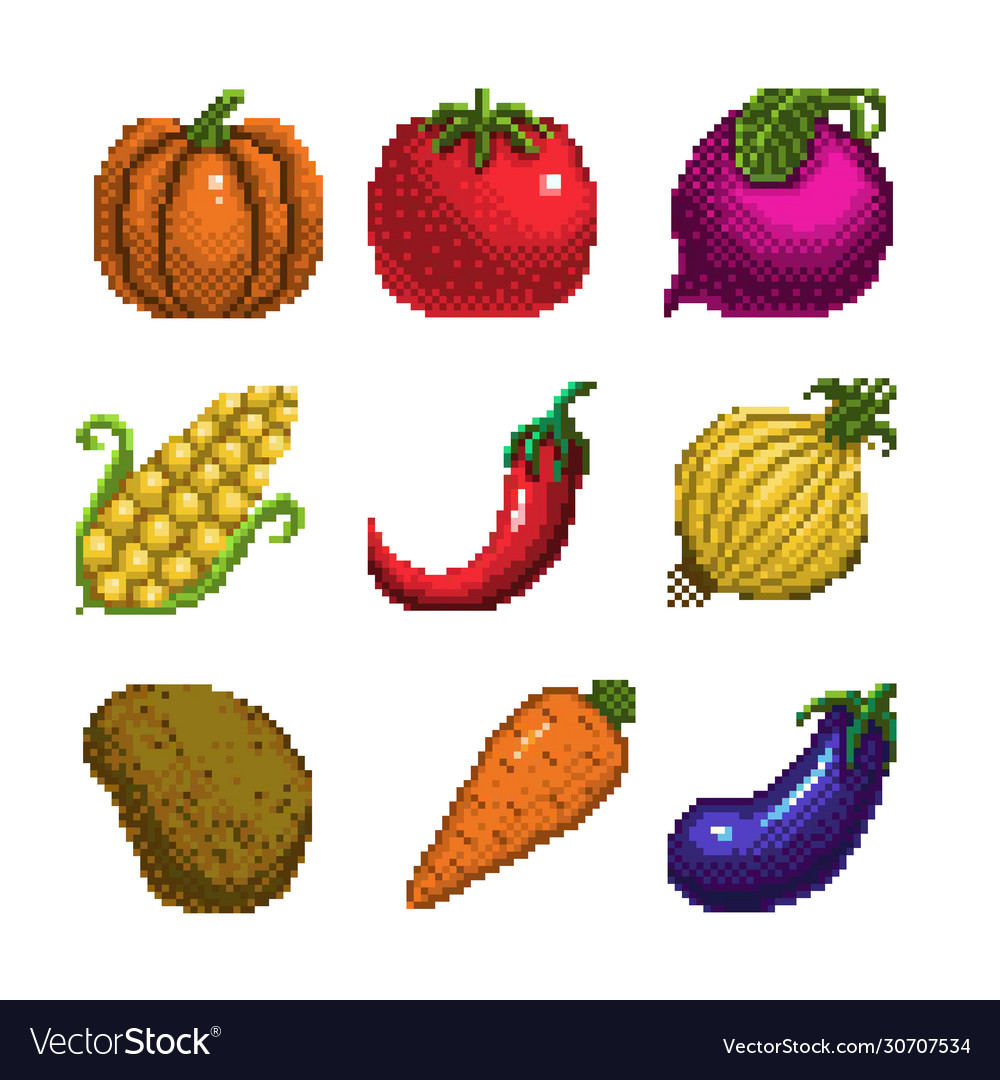 Pixel fruits set Royalty Free Vector Image - VectorStock