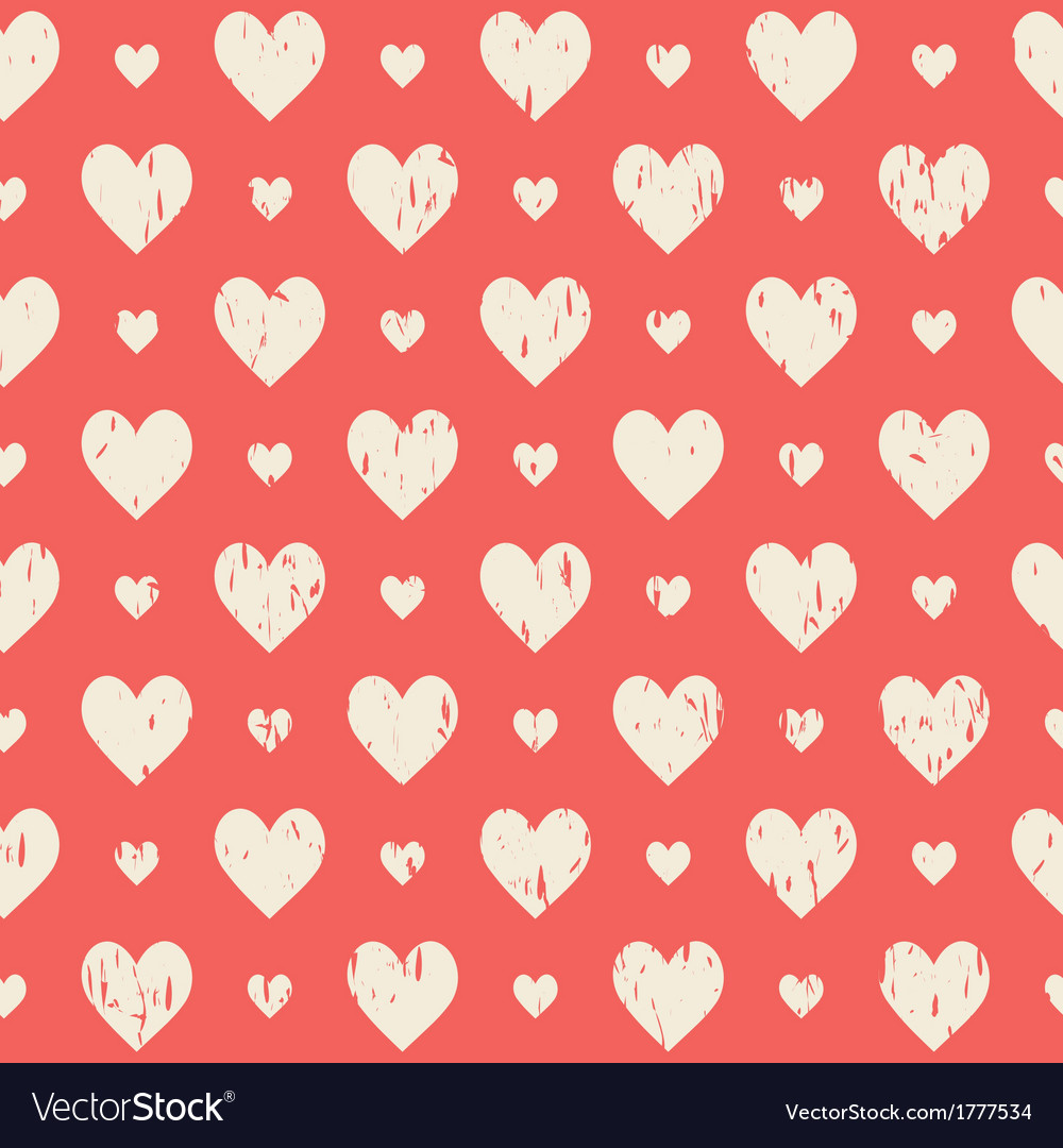 Red retro seamless pattern with hearts