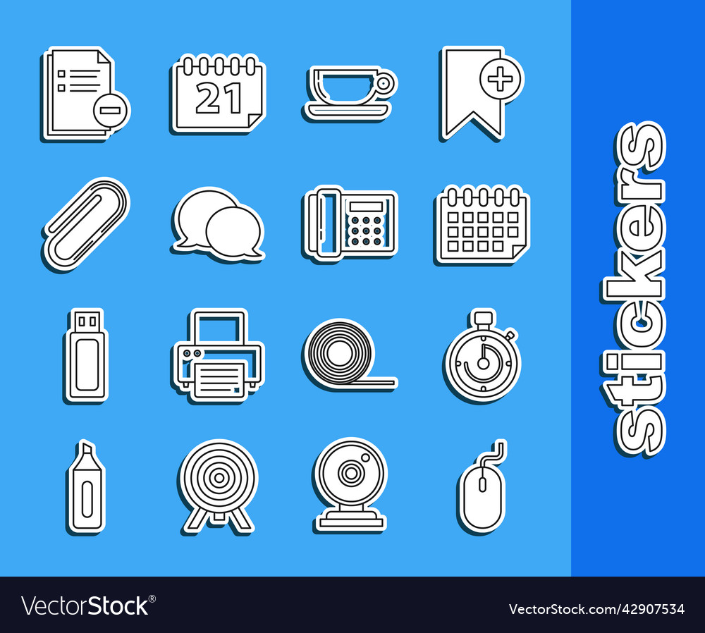 Set line computer mouse briefcase calendar vector image Set line computer mouse briefcase calendar