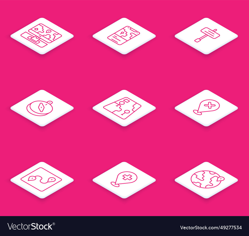Set line monitor with location marker city map Vector Image Set line monitor with location marker city map
