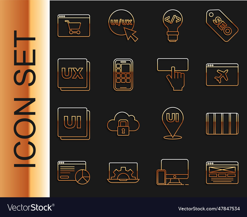 Set line ui or ux design color palette guide vector image Set line ui or ux design color palette guide