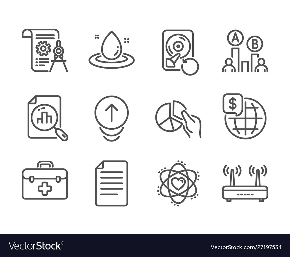 Set science icons such as file atom wifi vector image Set science icons such as file atom wifi