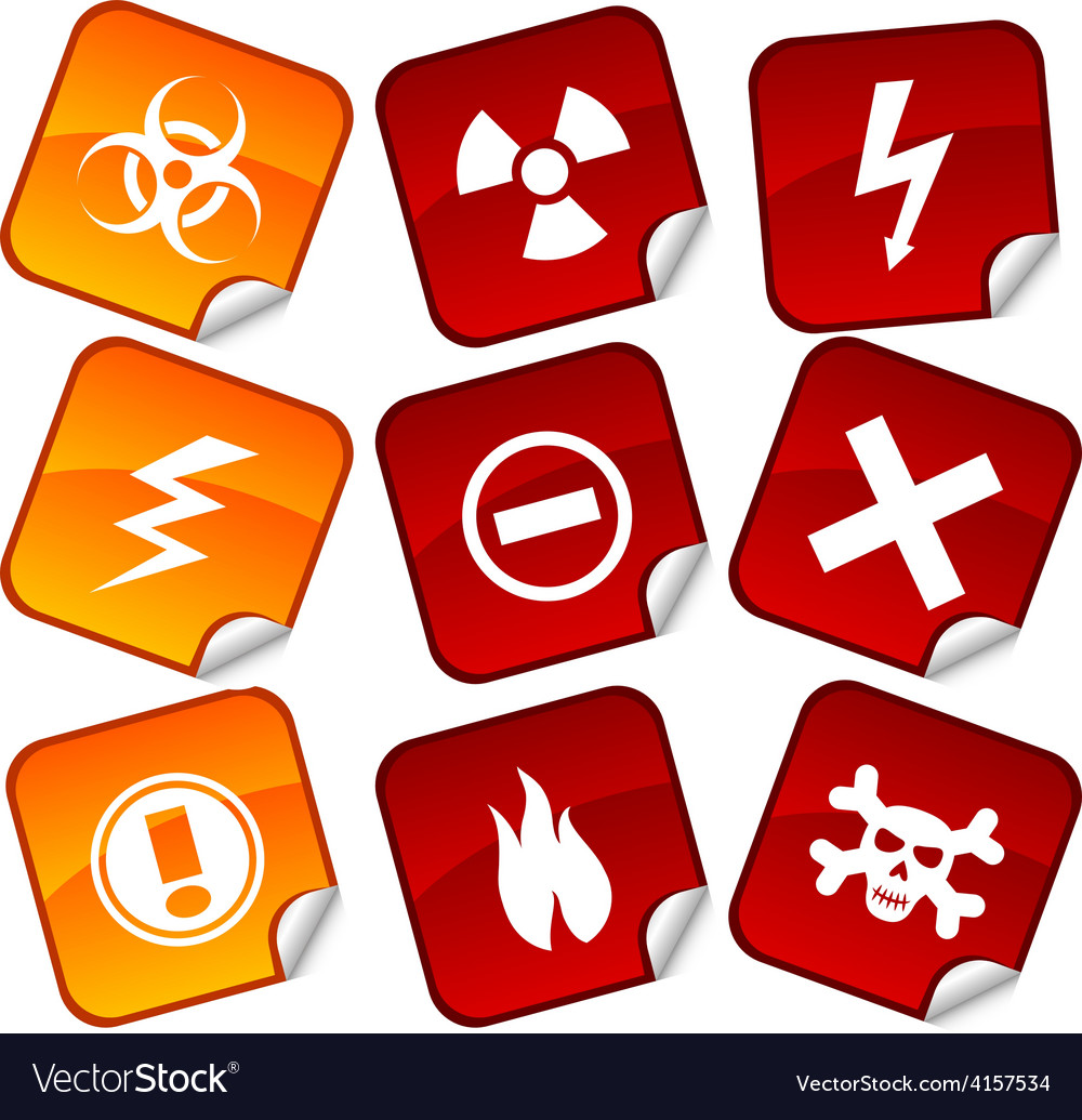 Warning stickers Royalty Free Vector Image - VectorStock