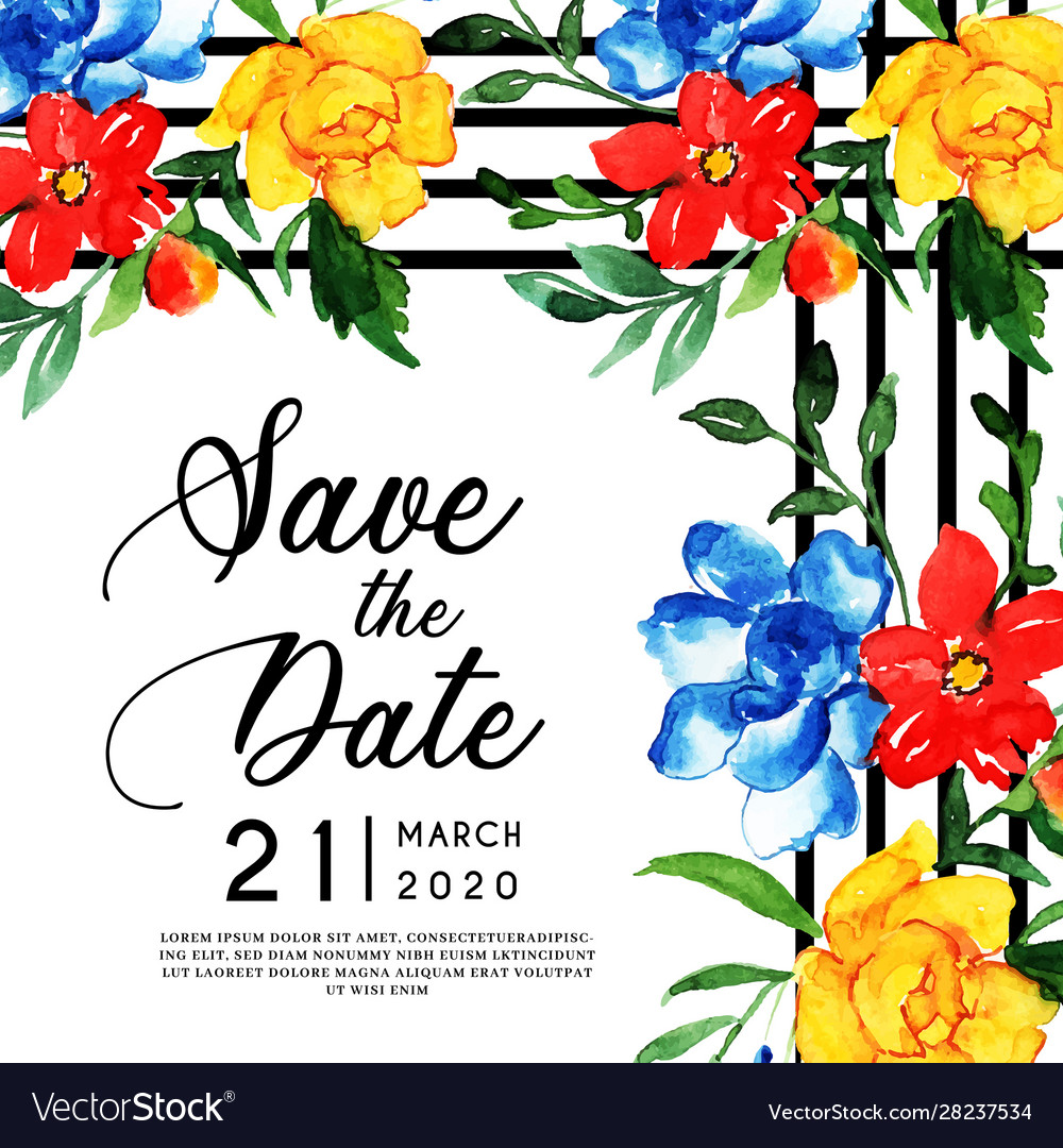 Watercolor floral wedding invitation background Vector Image