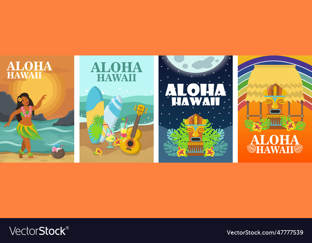 Aloha hawaii banner design set Royalty Free Vector Image