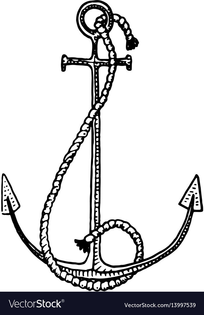 Anchor engraved vintage in old hand drawn or Vector Image