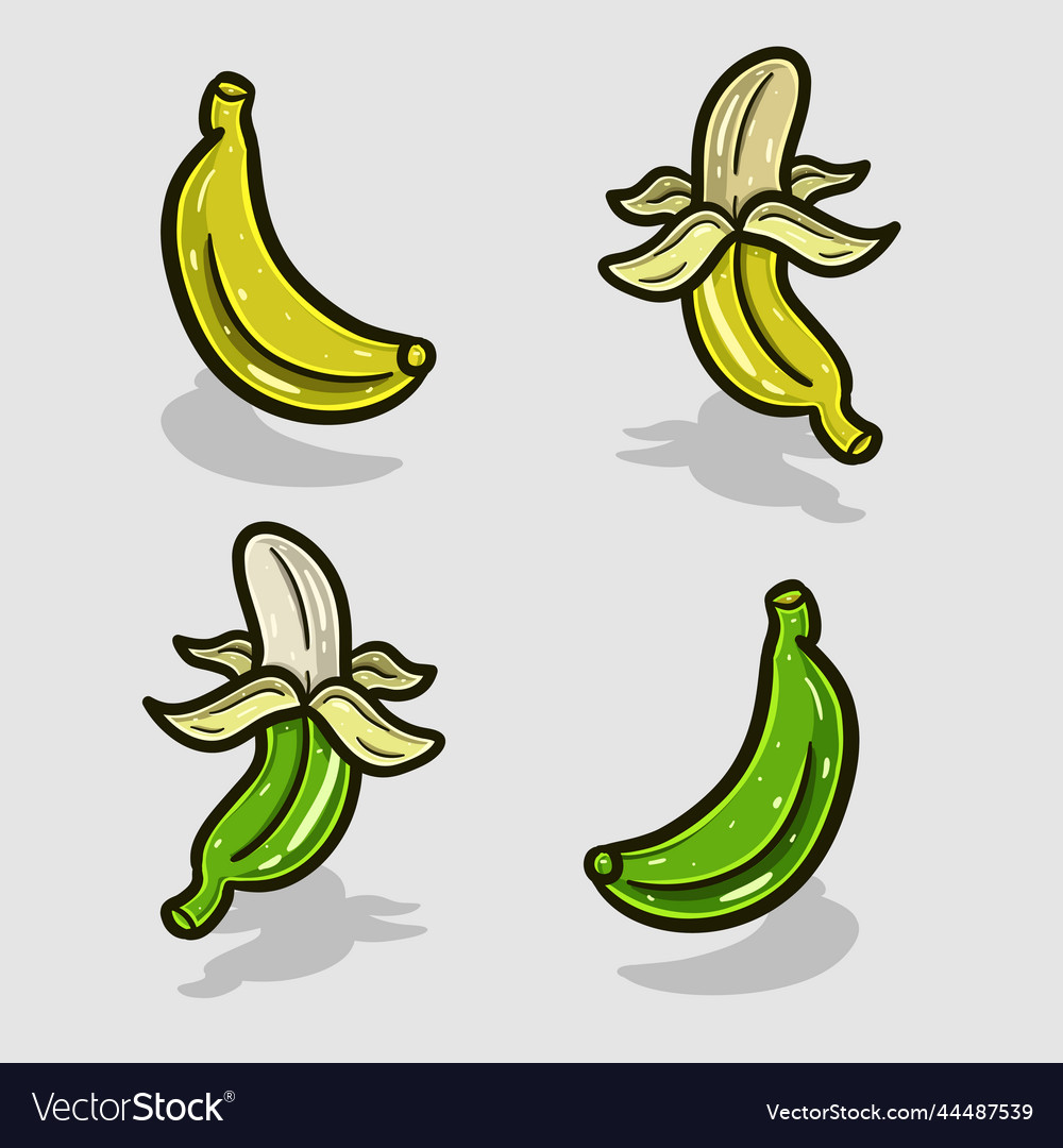 Banana cartoon with two color different simple