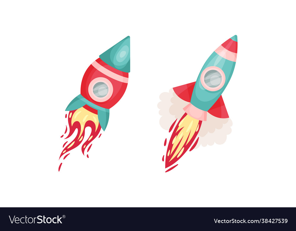 Bright space rocket with reactive booster vector image Bright space rocket with reactive booster