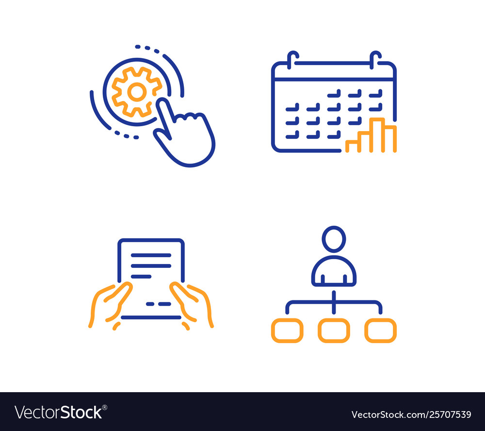 Cogwheel settings calendar graph and receive file vector image Cogwheel settings calendar graph and receive file