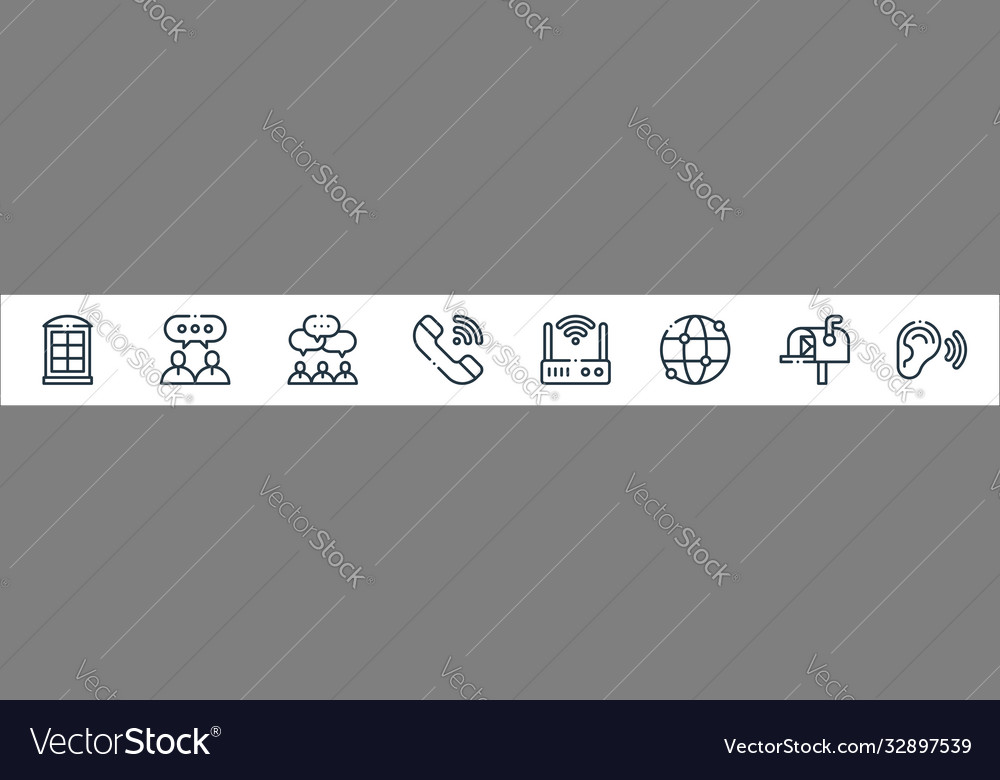 Communication line icons linear set quality vector image Communication line icons linear set quality