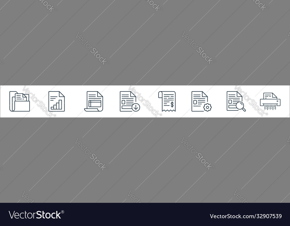 Document line icons linear set quality vector image Document line icons linear set quality