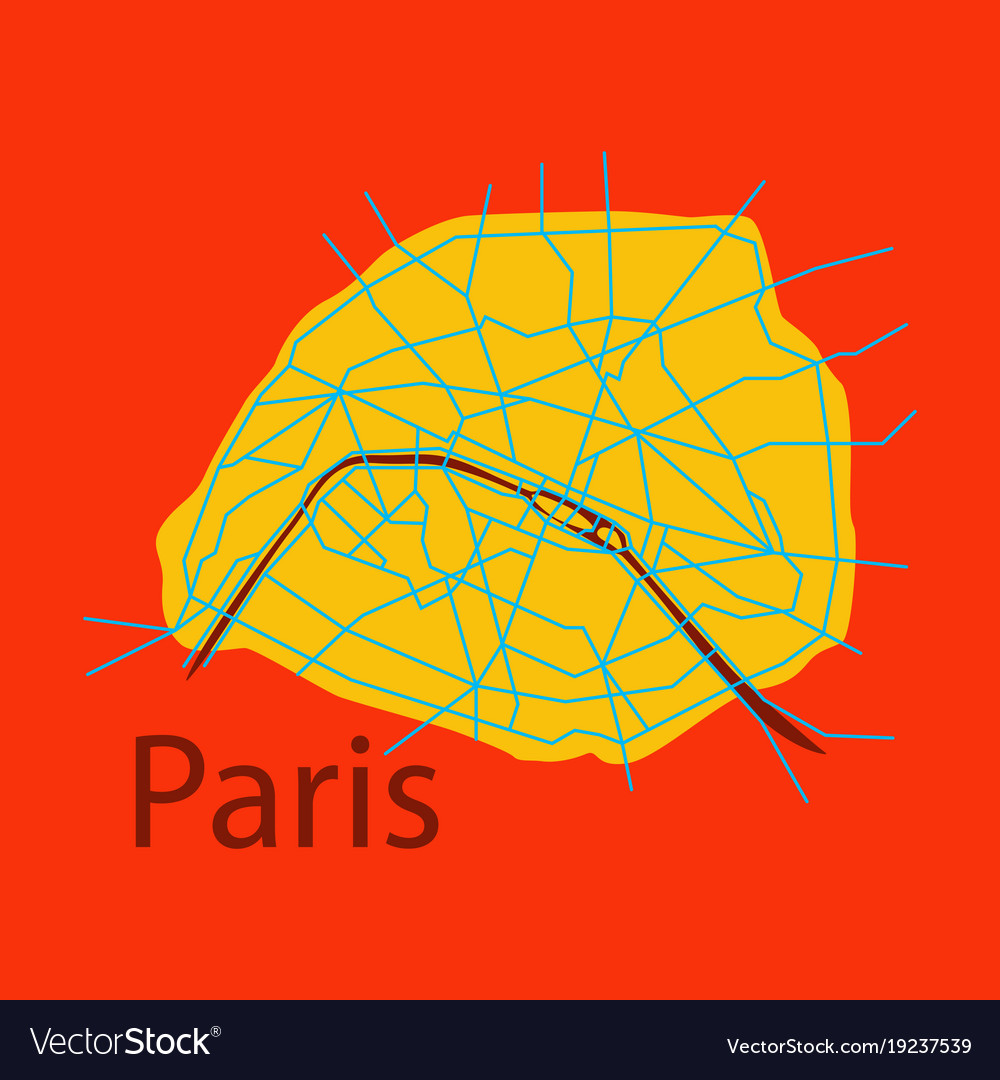 flat urban city map of paris france vector image