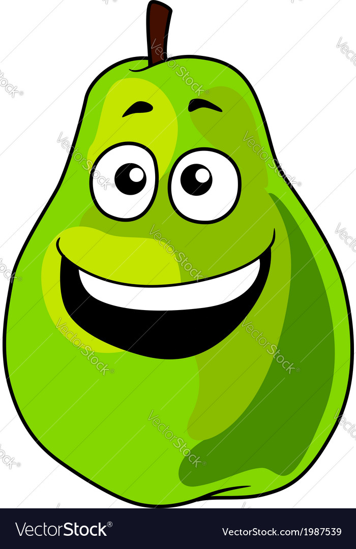 Fresh happy laughing green cartoon pear fruit Vector Image