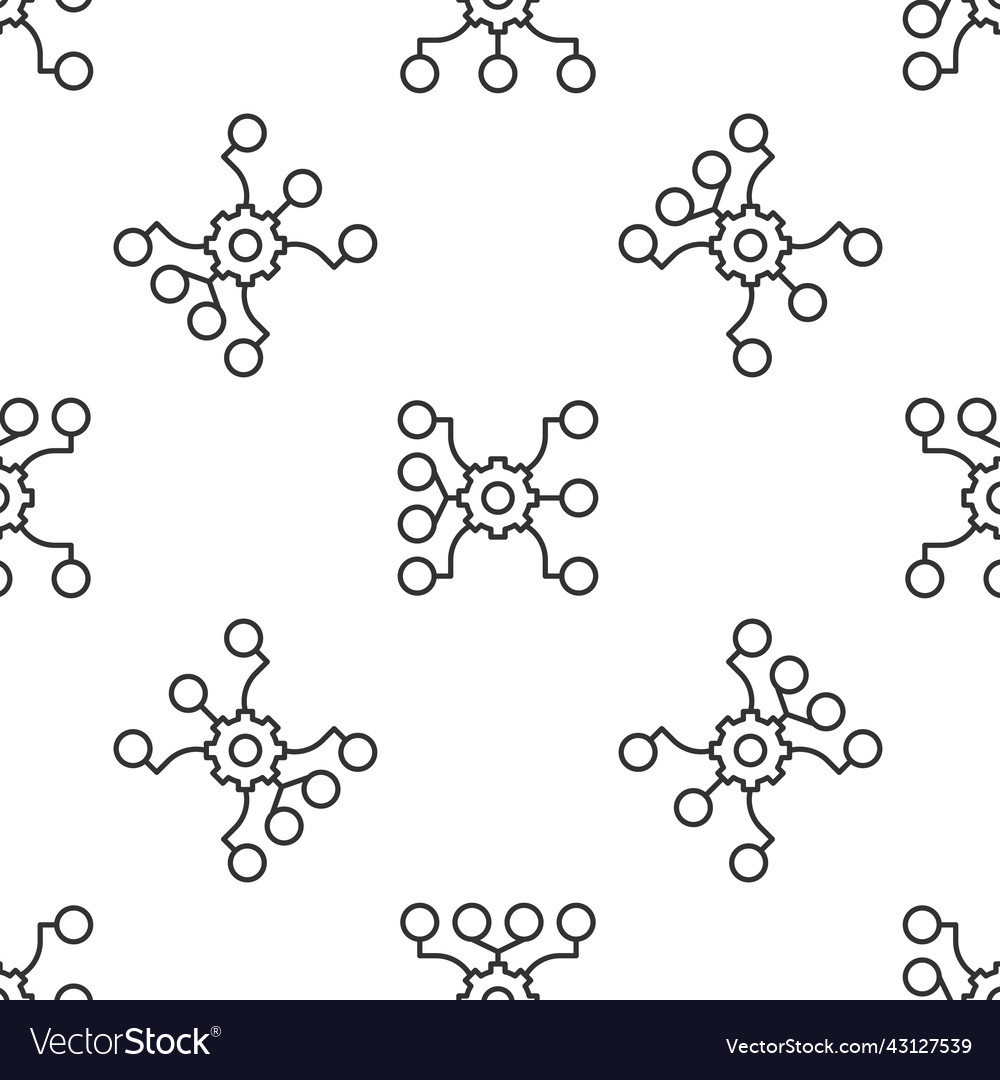 Grey line neural network icon isolated seamless vector image Grey line neural network icon isolated seamless