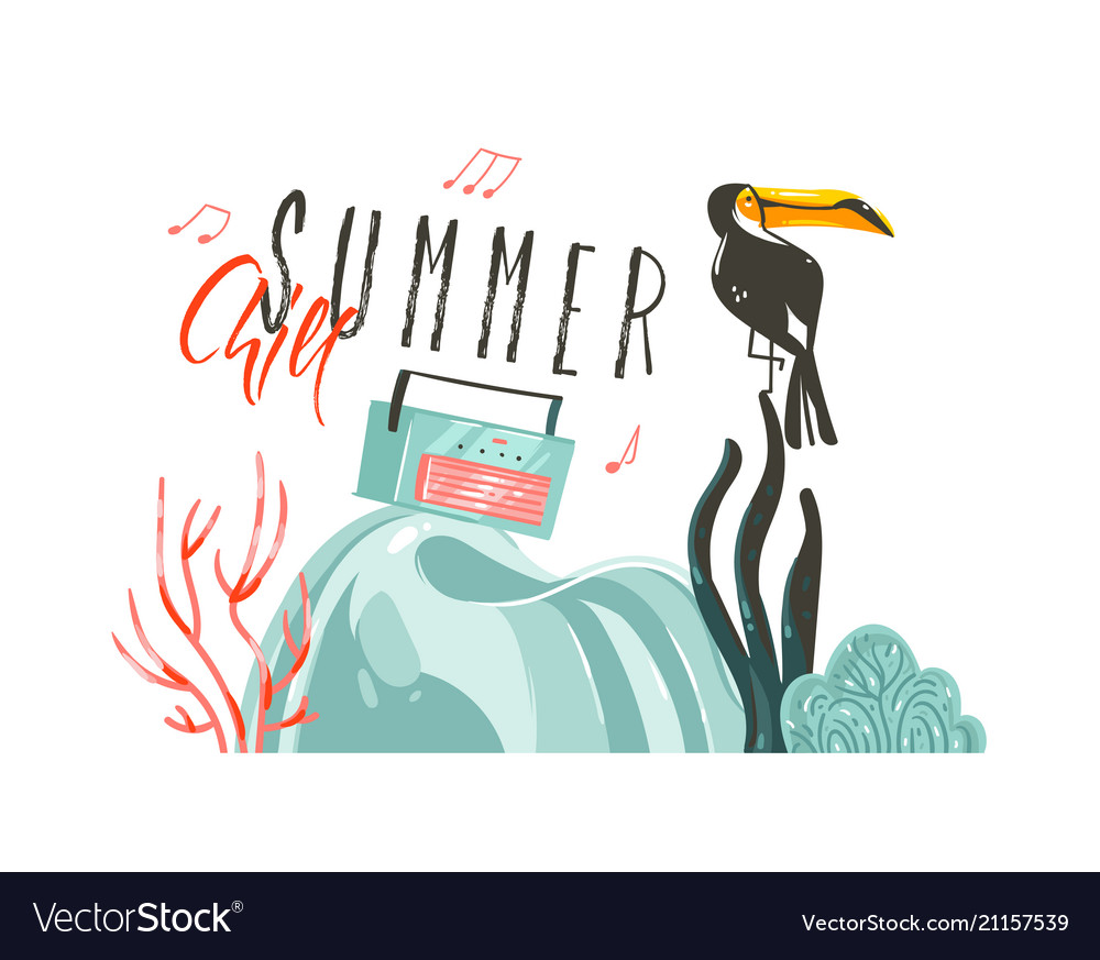 Hand drawn abstract cartoon summer time