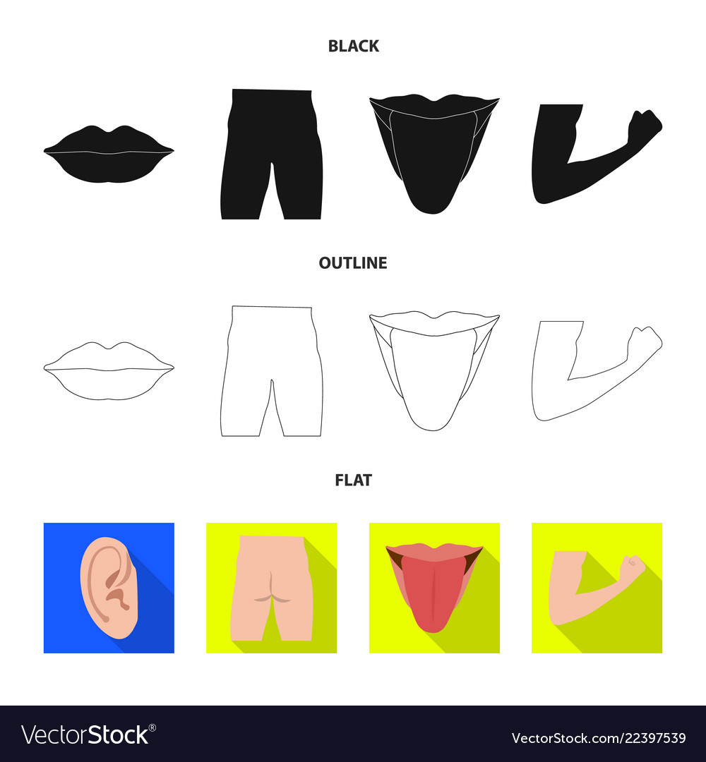 Isolated object of human and part sign collection vector image Isolated object of human and part sign collection