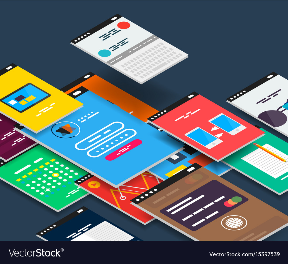 Isometric mobile app ui design concept