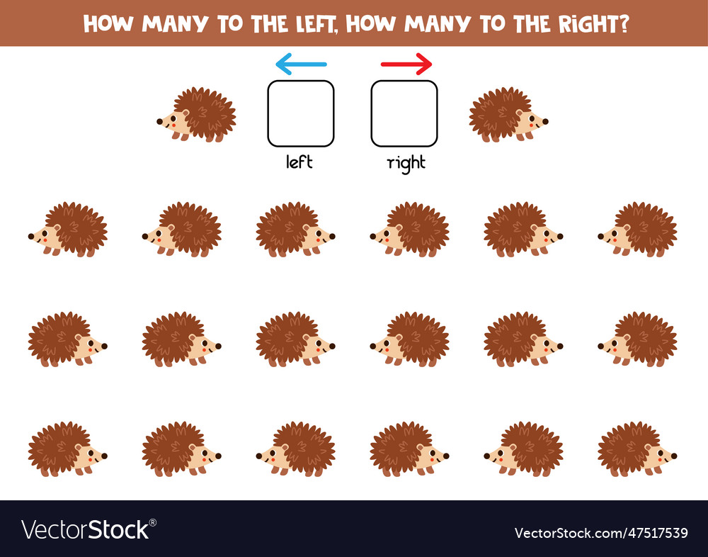 Left or right with cute cartoon hedgehog logical