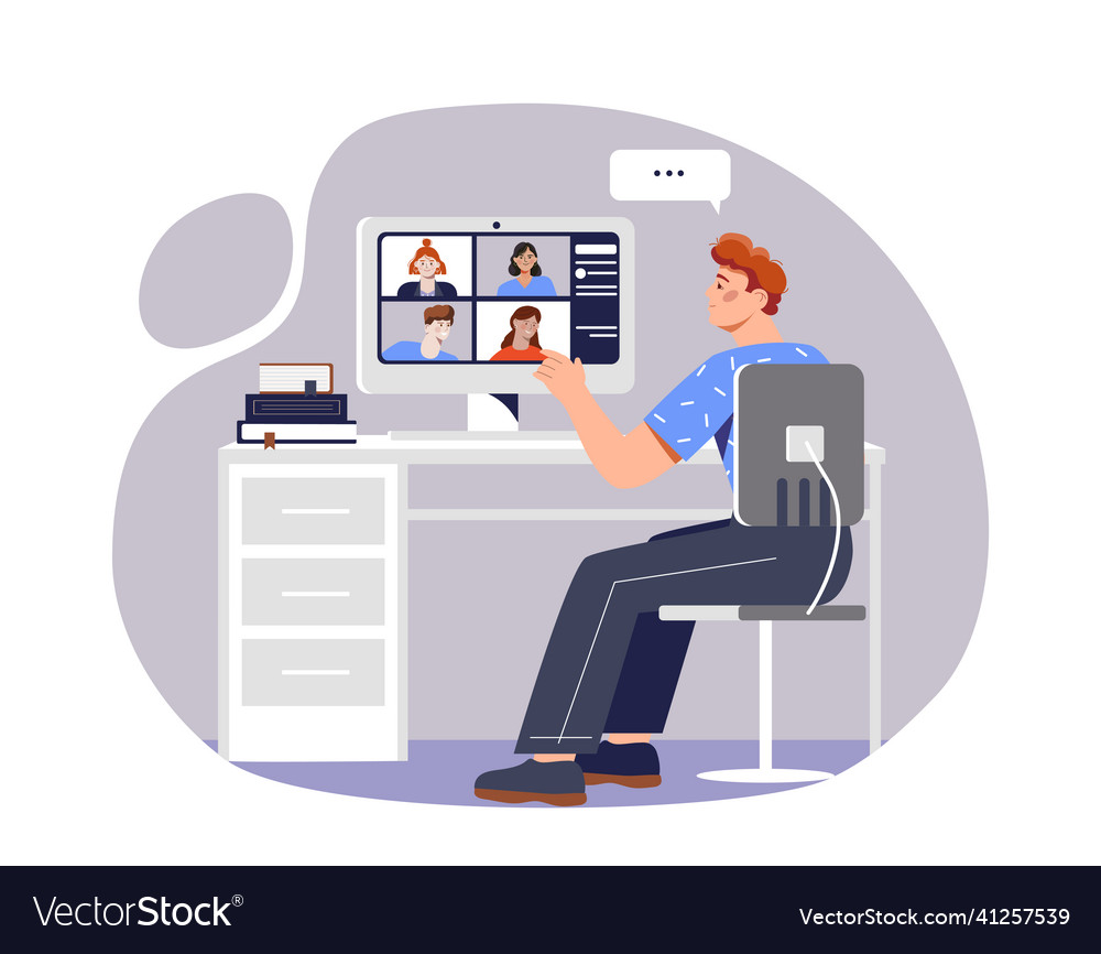Man on videoconference