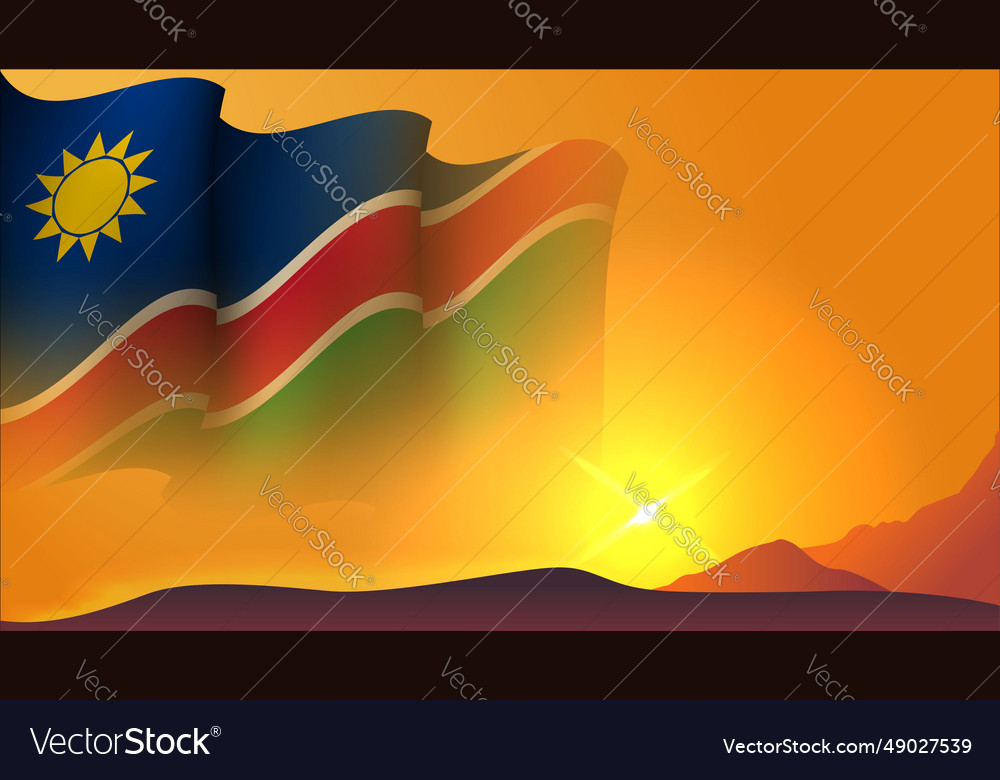 Namibia Waving Flag Background Design On Sunset Vector Image