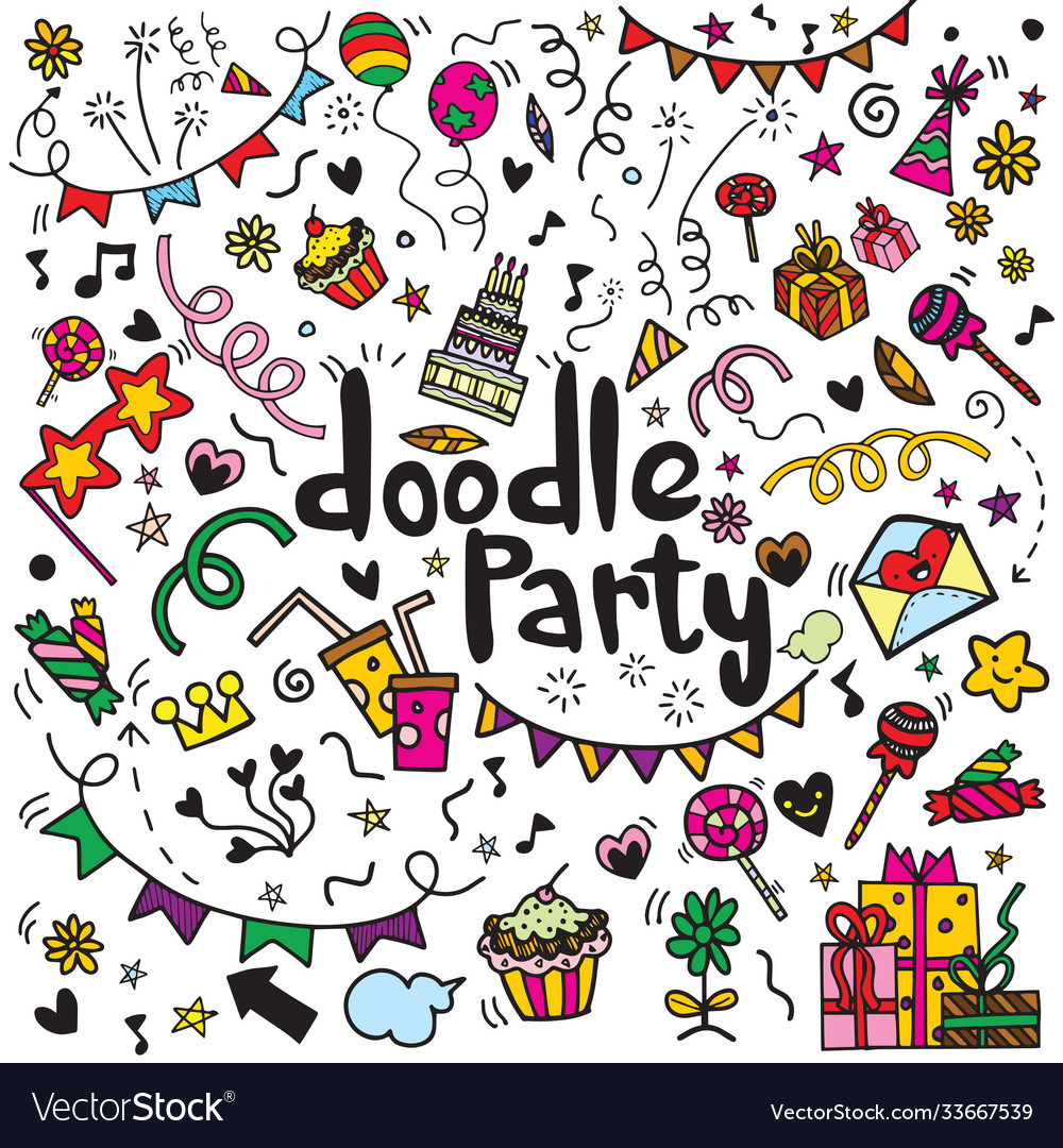 Objects and symbols on party element Vector Image Objects and symbols on party element