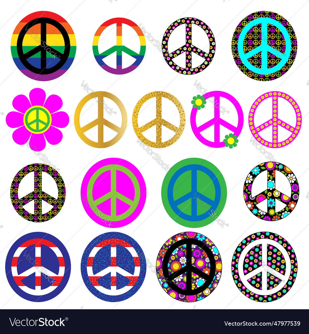 Peace signs seamless patterns vol1 Royalty Free Vector Image