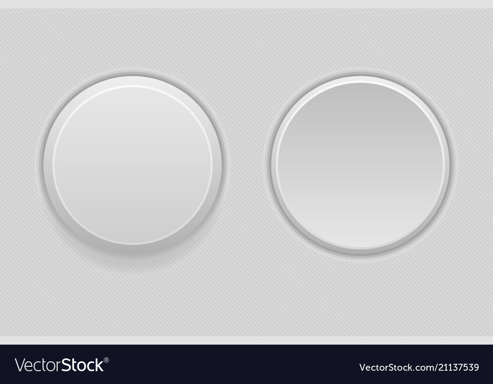 Pushed and normal gray round interface buttons