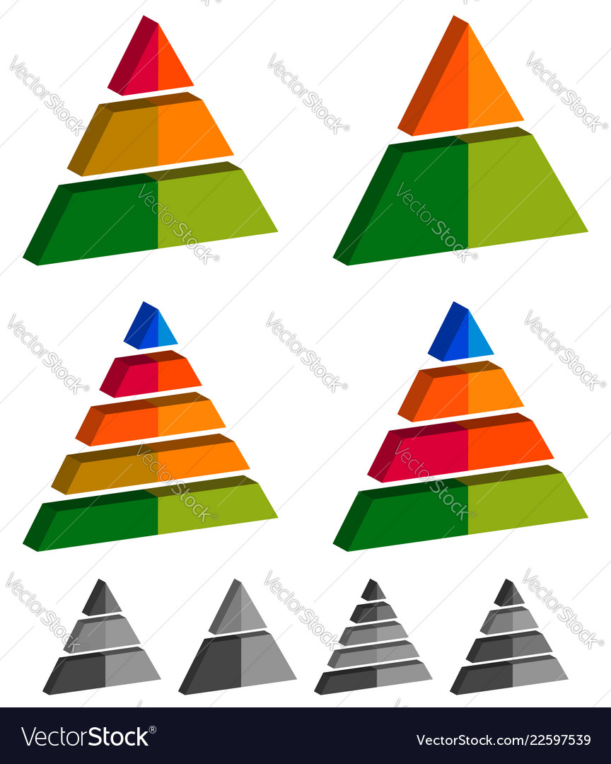 Pyramid cone triangle charts graphs 3-2-5-4 level vector image Pyramid cone triangle charts graphs 3-2-5-4 level