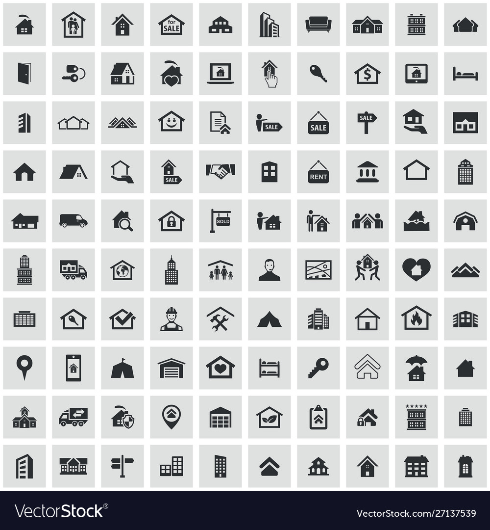 Real estate 100 icons universal set for web and ui