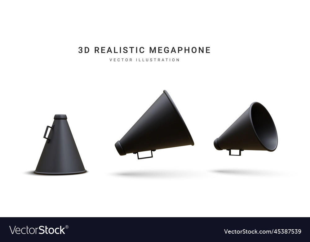 Set von 3d realistischen Megaphones mit Schatten