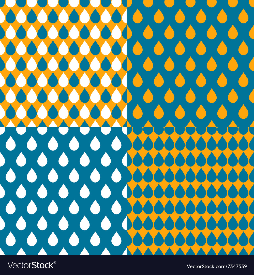 Set orange blue water drops background Royalty Free Vector