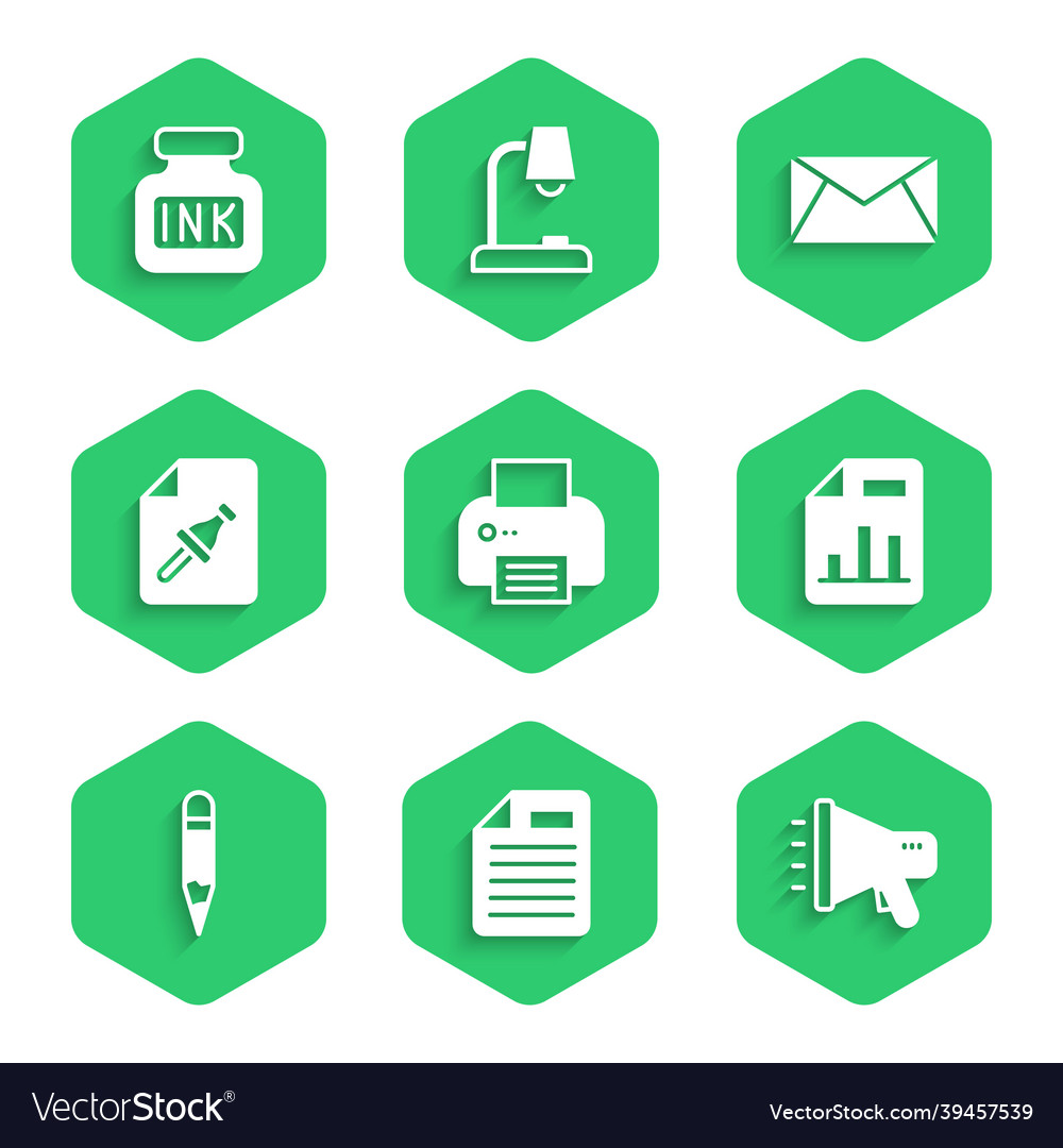 Set printer file document megaphone vector image Set printer file document megaphone