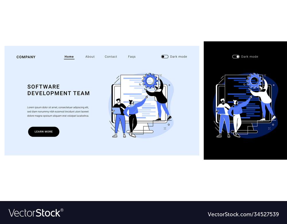 Software development team concept landing vector image Software development team concept landing