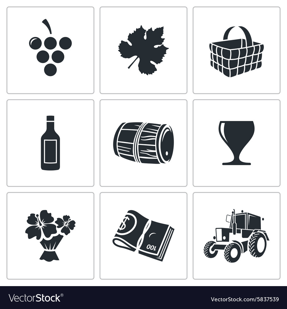 Wine production icons set