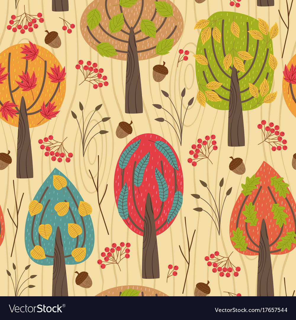 Autumn Tree Seamless Pattern