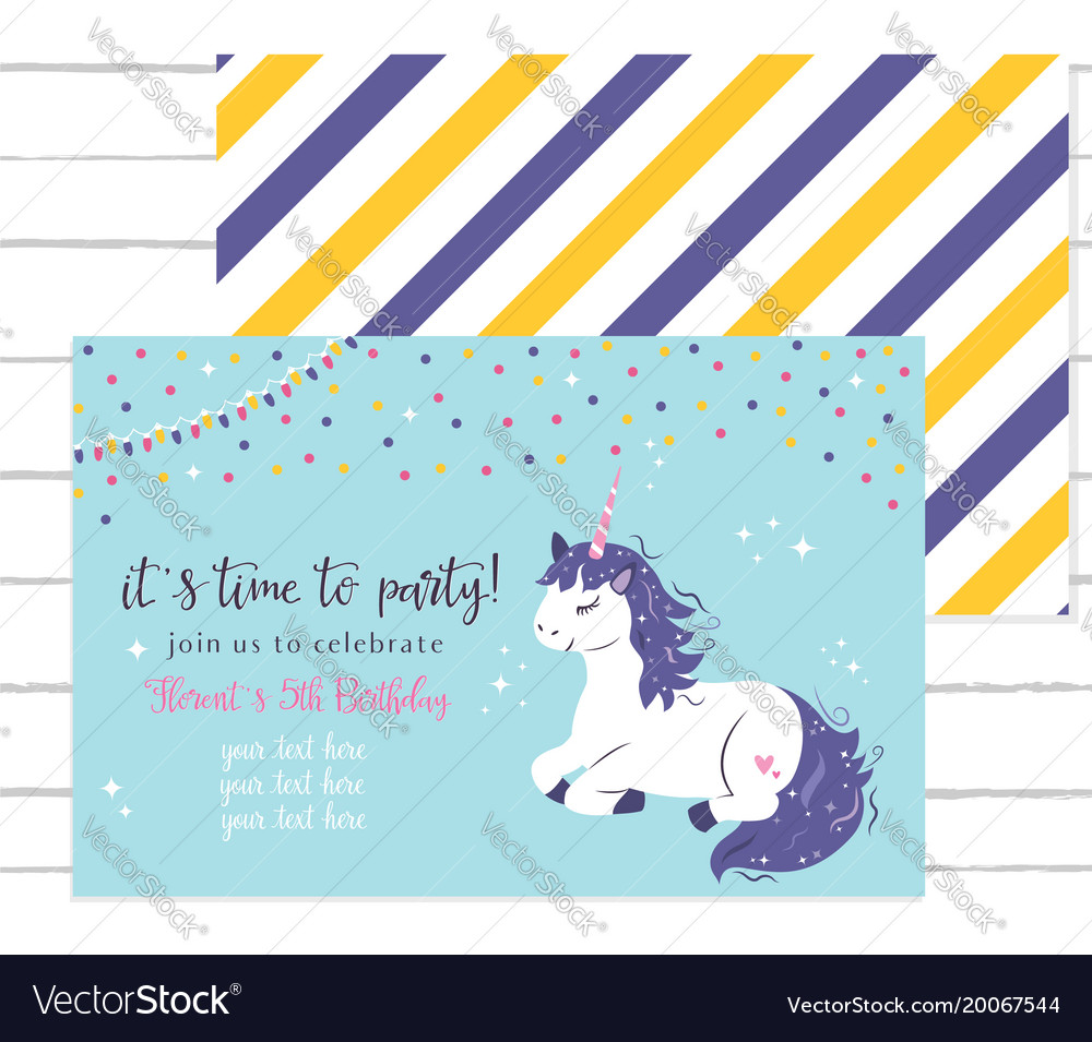 Bashower invitation template with cute unicorn Vector Image Bashower invitation template with cute unicorn Vector Image