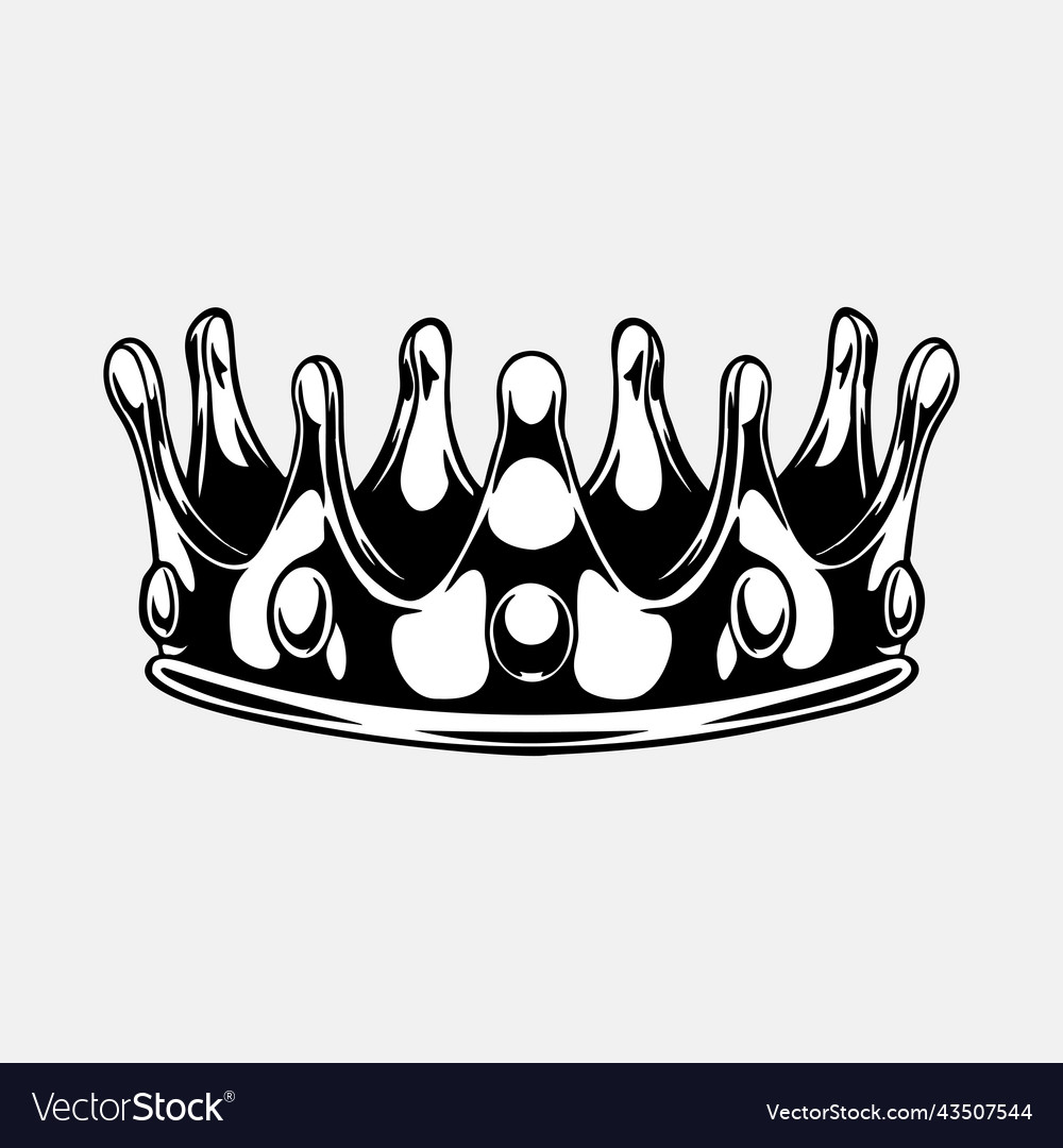 Black And White Crown Sticker Design Element Vector Image