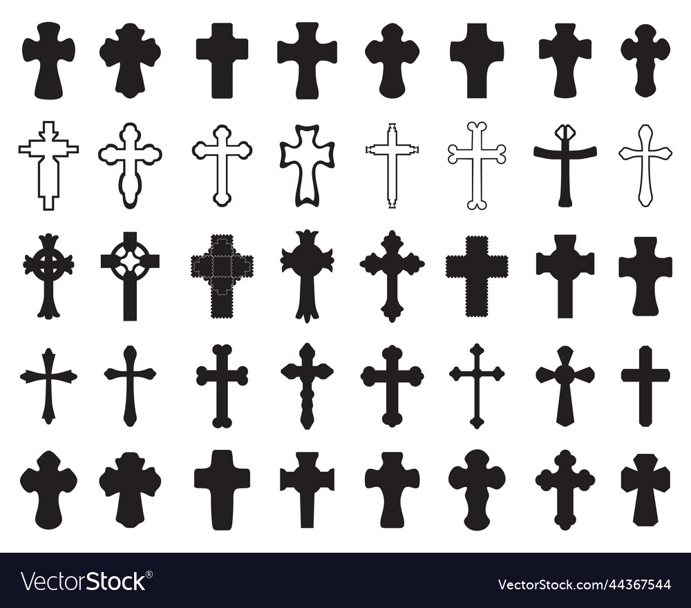 Black silhouettes of crosses Royalty Free Vector Image