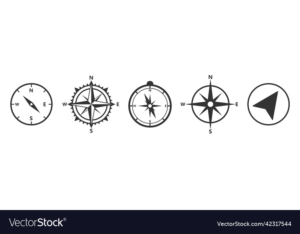 Compass navigation icons set