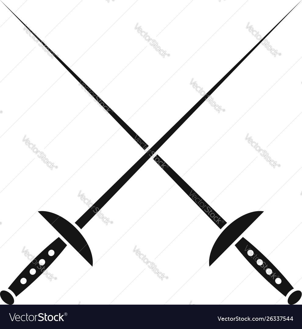 Crossed fencing sword icon simple style Royalty Free Vector