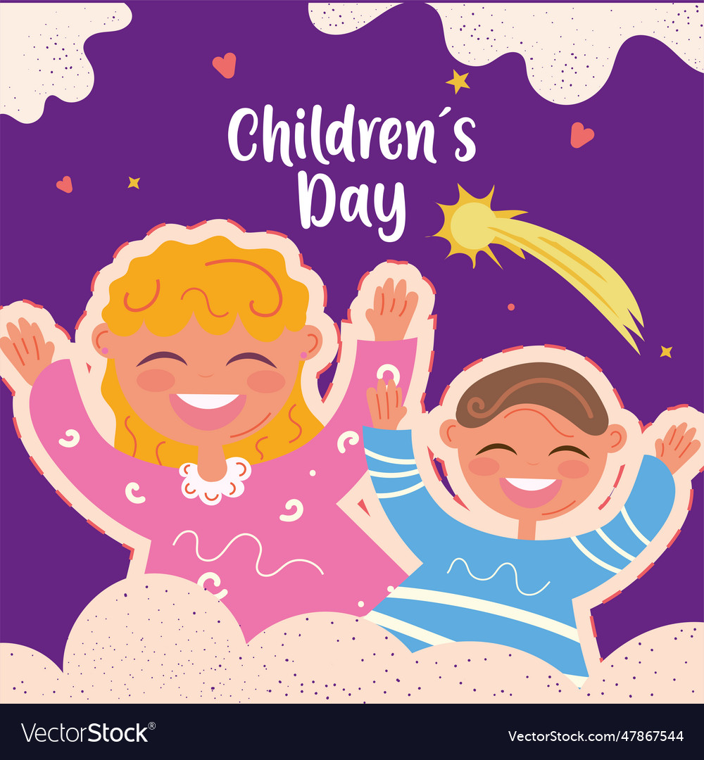 Cute sketch of children happy day