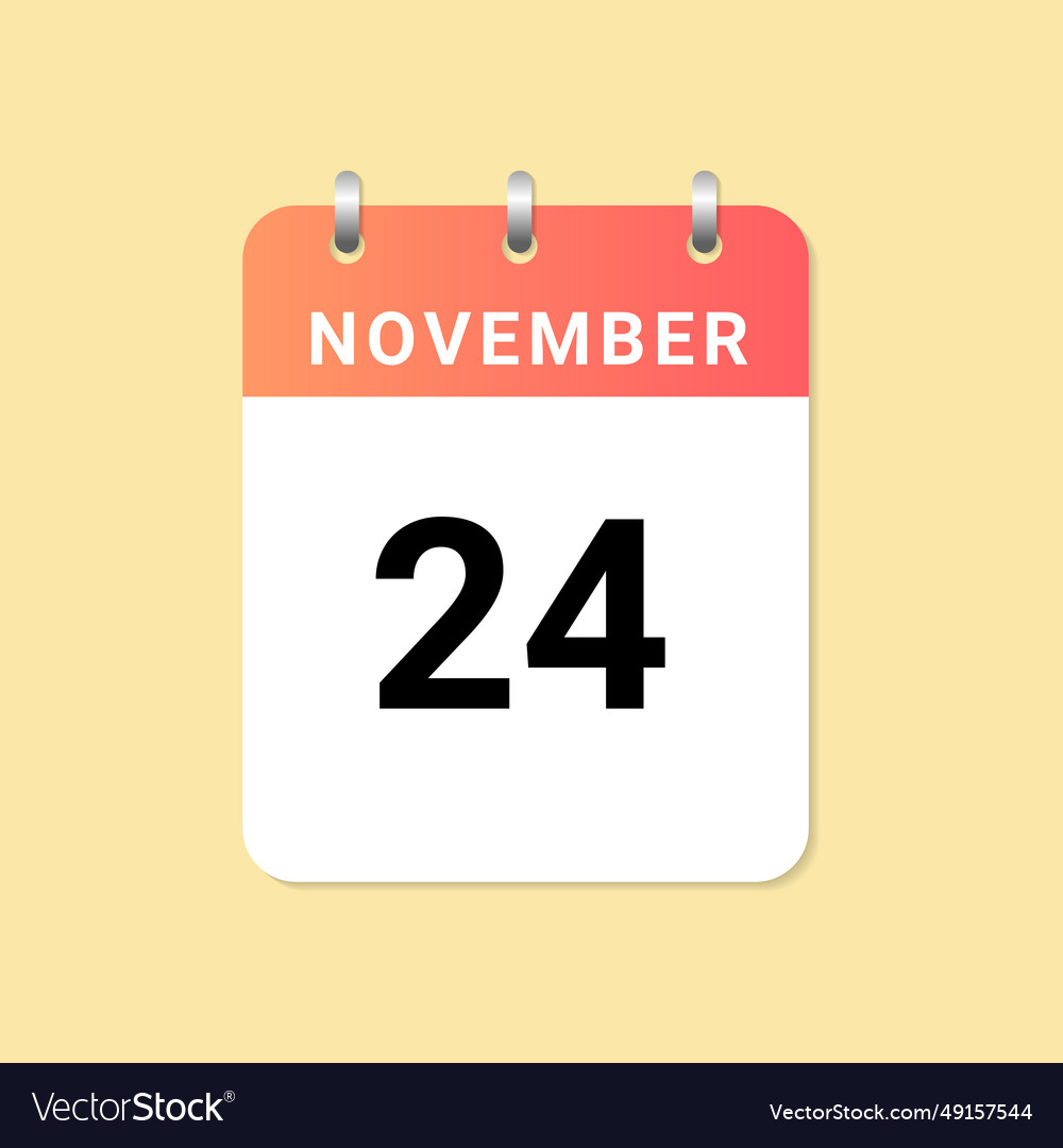 Daily calendar 24th of november month on white Vector Image