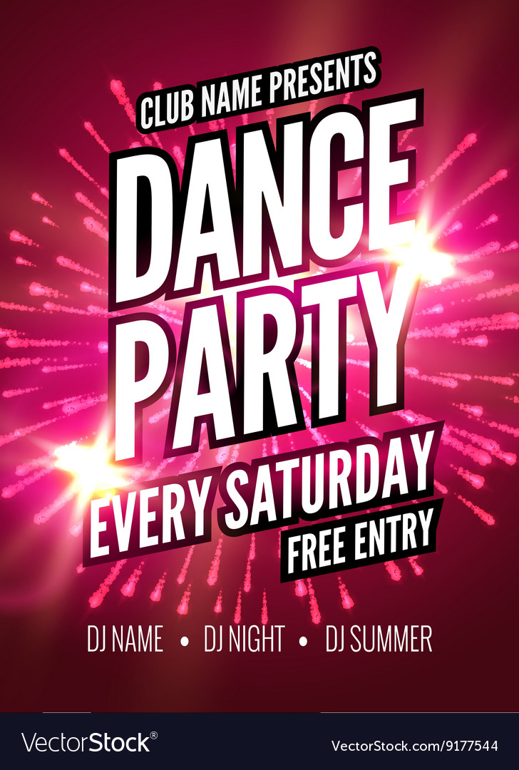 Dance Party Poster Template Night Royalty Free Vector Image