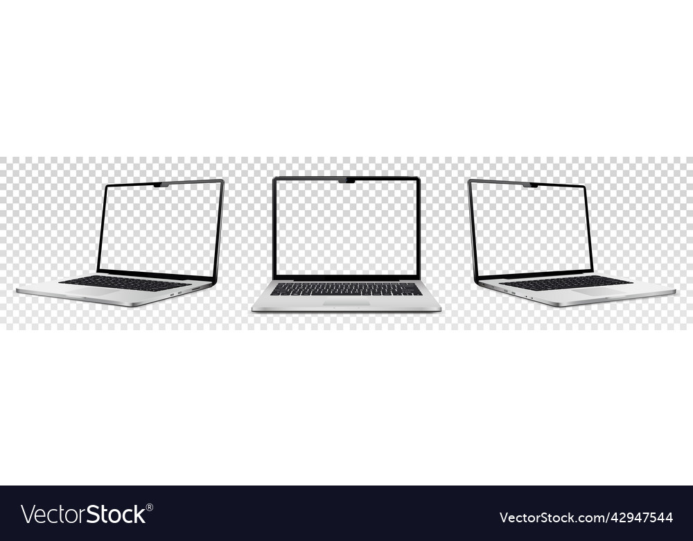 Laptop mock up with transparent screen isolated vector image Laptop mock up with transparent screen isolated