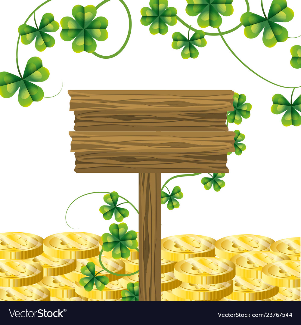 Leprechaun gold coin clover sign