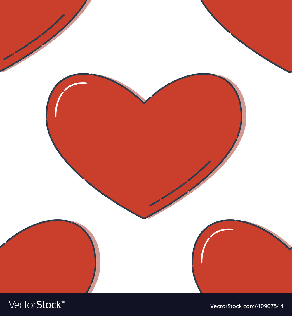 Line art seamless pattern in the form of a red