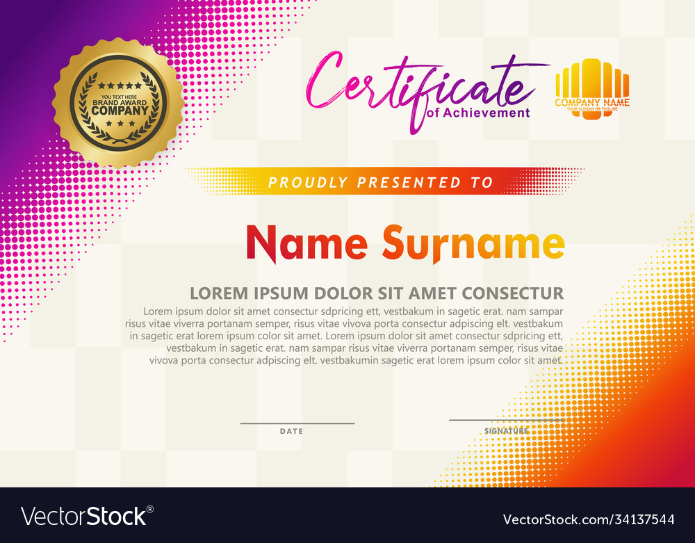 Modern certificate template with diagonal