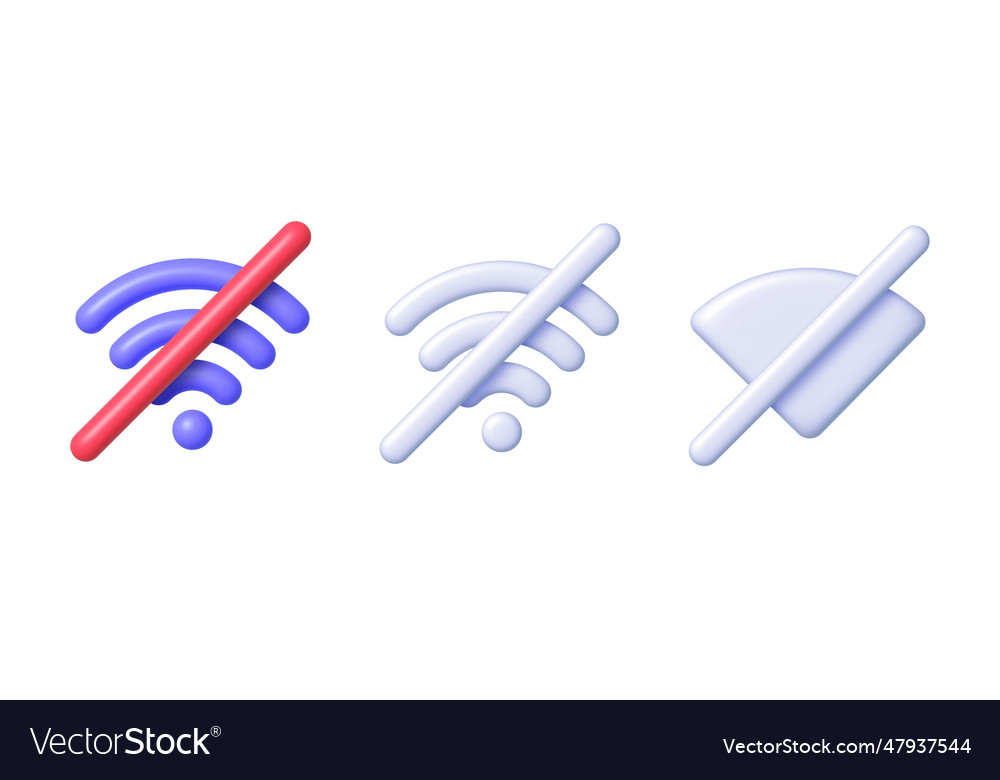 No wifi set in 3d style internet network mobile vector image No wifi set in 3d style internet network mobile