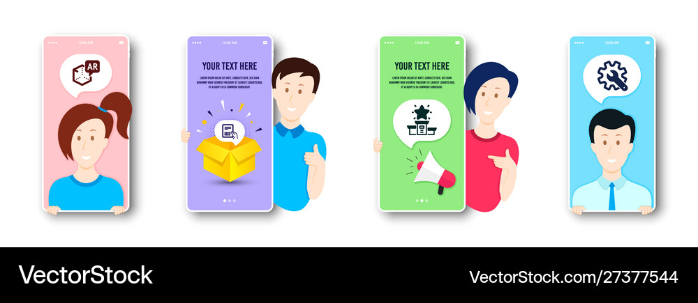 Parcel invoice winner podium and augmented Vector Image