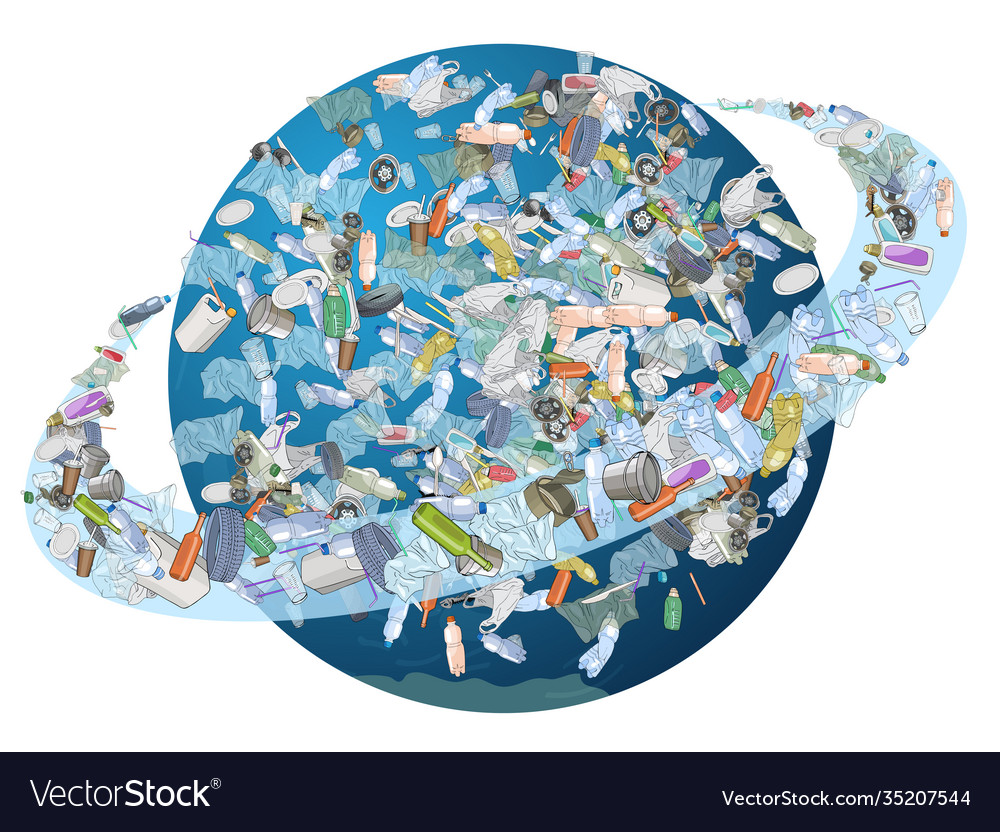 Problem pollution planet space vector image Problem pollution planet space